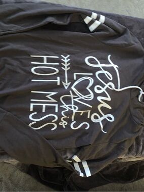 On Fire Charcoal Hoodie with White Graphic